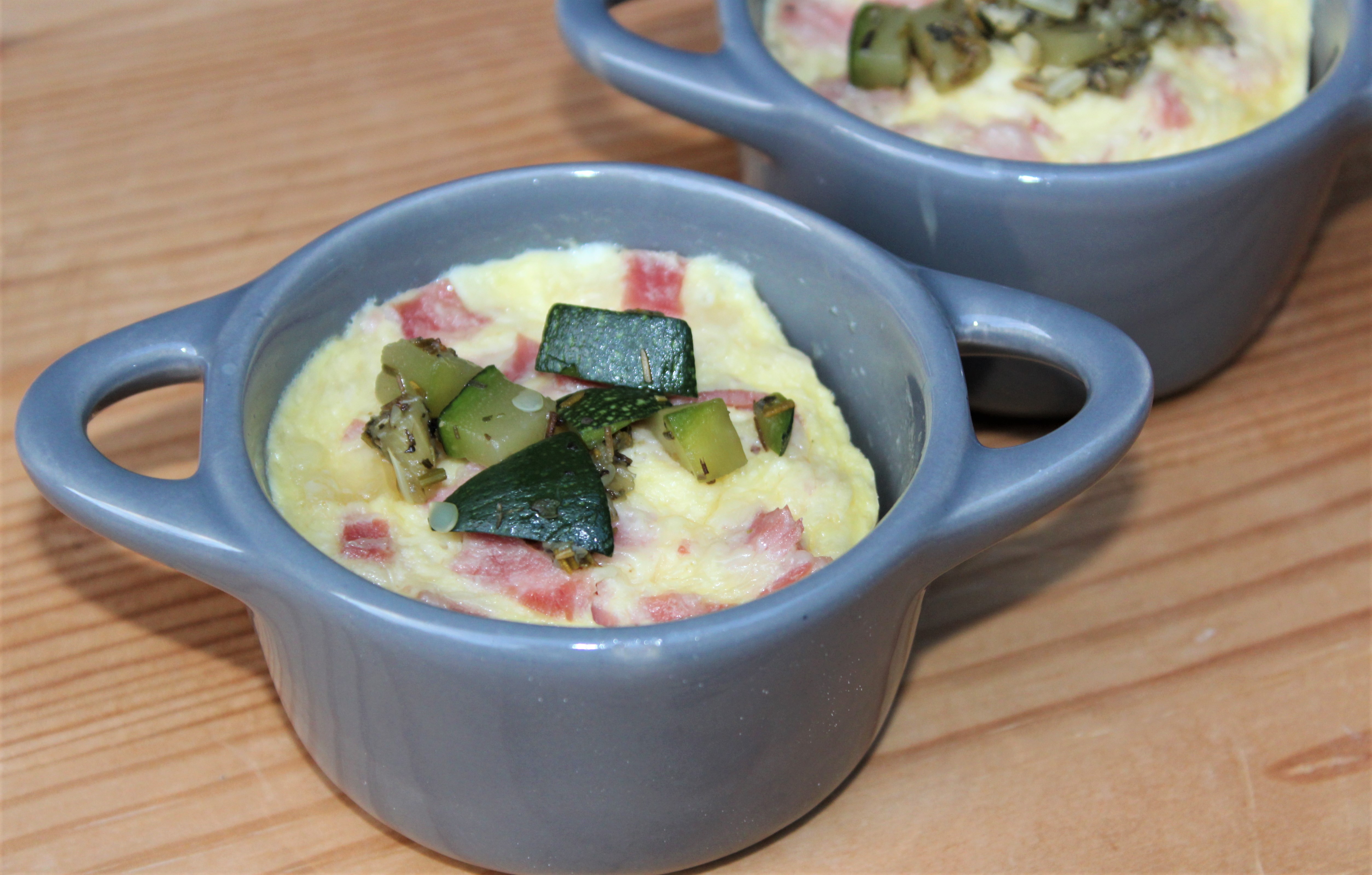 Mini Terrines de Courgettes et Jambon au Micro-Ondes