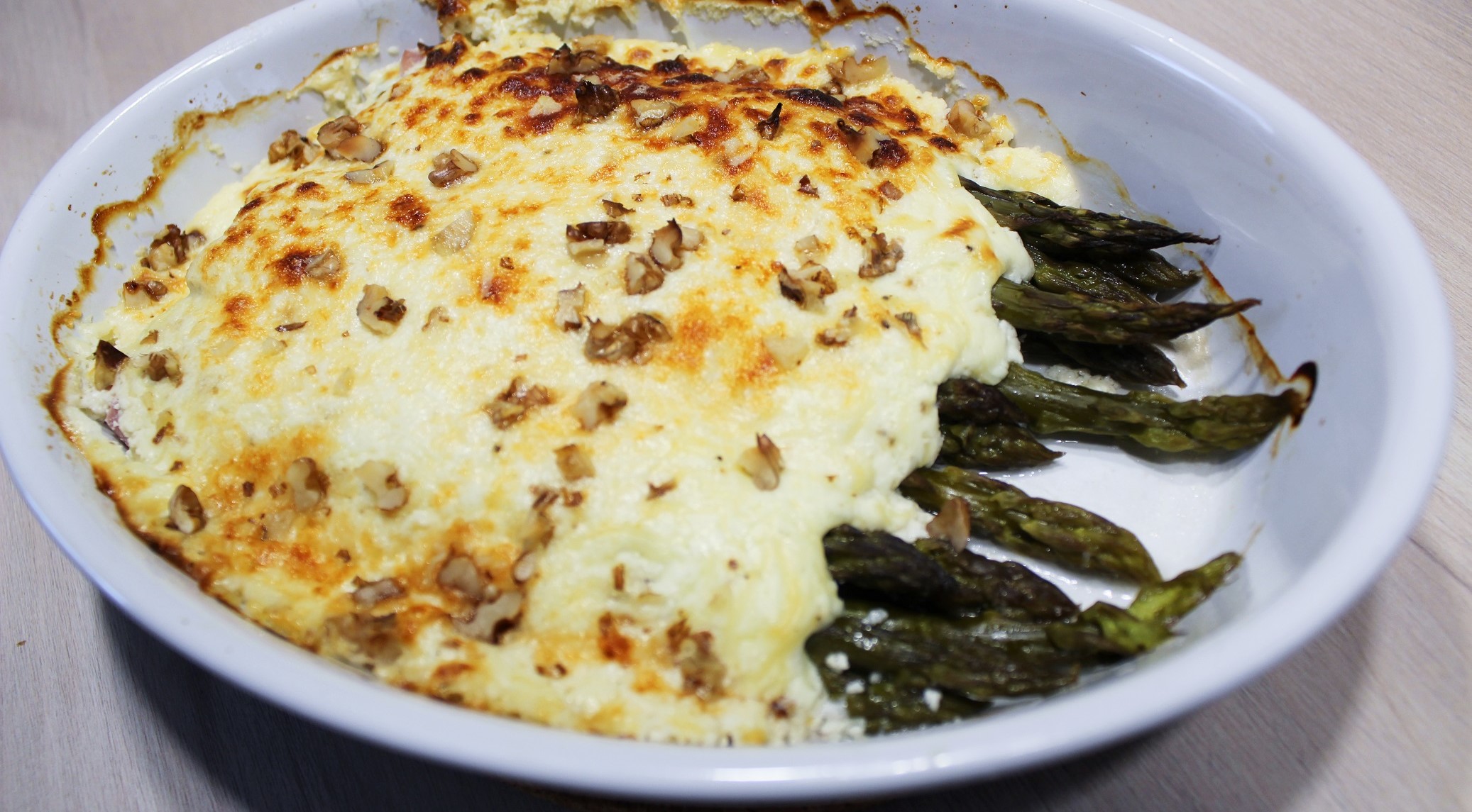 Gratin d’Asperges Vertes au Jambon