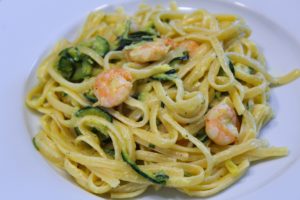 Délicimô ! - Recette des Pâtes Linguines aux Courgettes et Crevettes - www.delicimo.fr