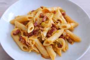 Délicimô ! - Recette des Pâtes Penne aux Poireaux et au Chorizo - www.delicimo.fr