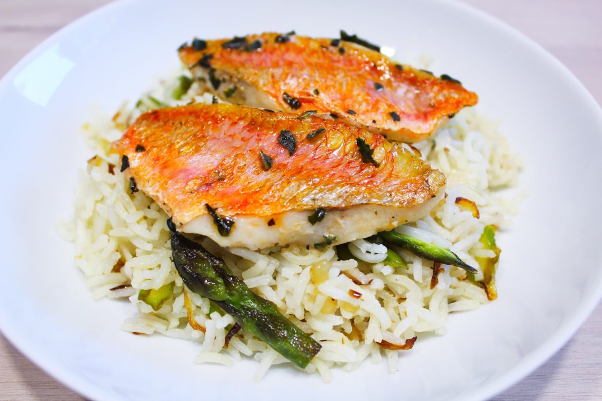 Filet de Rouget et son Riz Sauté aux Asperges